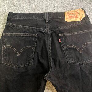 Levis Vintage 501 XX Jeans Mens 30x29 Black Solid Button Fly Skate Grunge